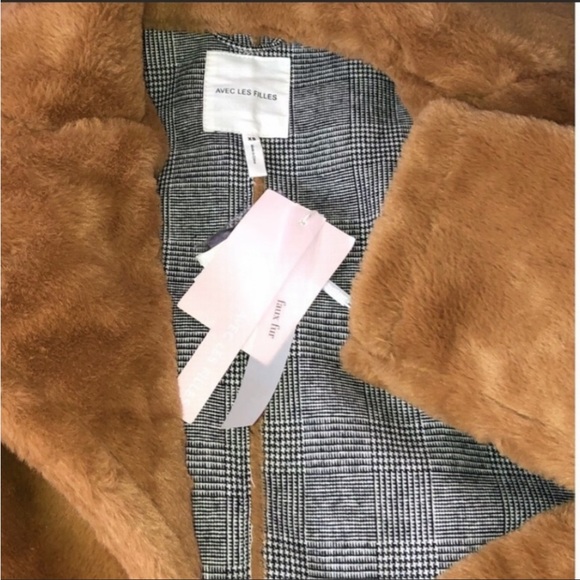 Avec Les Filles Honey Faux Fur Single-Button Jacket SzXS Oversized Notch Lapel - Picture 14 of 16